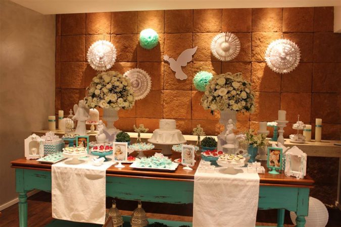 Festa Infantil: Batizado Branco e Verde Água